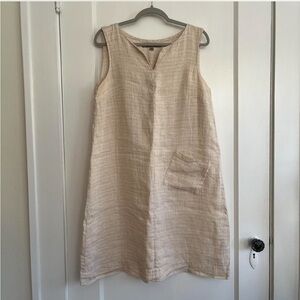 Flax 100% Linen Sleeveless Shift Dress with Pocket